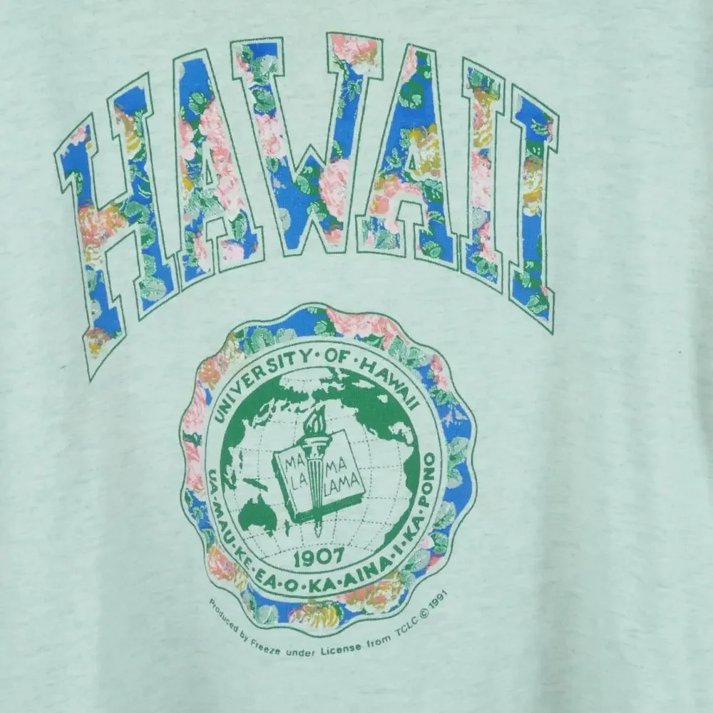 Vintage Univeristy of Hawaii T Shirt Crop 90s Single Stitch Collegiate Surfer - Picture 3 of 9